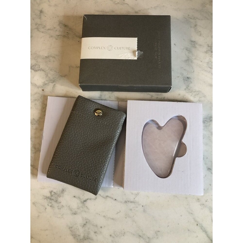 COMPLEX CULTURE Rose Quartz Gua Sha with Carrying Pouch NEW - Picture 3 of 9